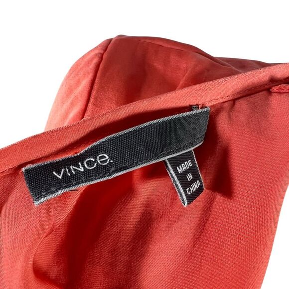 Vince Long Sleeve Blouse Coral Draped Front Size 10 Medium - Picture 3 of 14